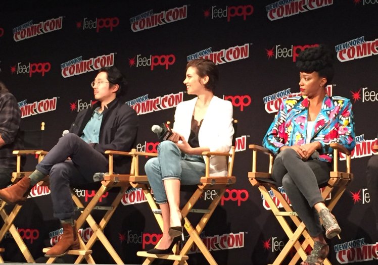 Steven Yeun, Lauren Cohan and Sonequa Martin-Green at The Walking Dead NYCC 2016. Photo Credit: The Walking Dead Twitter