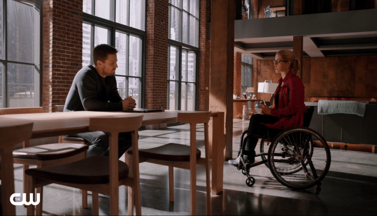 Stephen Amell and Emily Bett Rickards in the Arrow episode “Taken.” Photo Credit: The CW